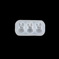 DIY cartoon bunny silicone mold for resin or chocolate with three rabbit-shaped cavities - 1# 3-Cavity Rabbit Head / Clear