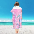 Pink hooded beach poncho for adults featuring a dreamy mermaid tail and seashell print - Pullover Style - Pink Mermaid Tail