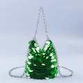 Sparkling bright green mermaid scale sequin bag with a stylish silver metal chain strap - Green