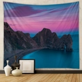 Dettaglio di arazzo bohémien con arco costiero e paesaggio marino al tramonto - 73X95CM / Tessuto Spazzolato / Tramonto sull'oceano