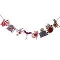 Halloween bloody banner with RIP gravestone bat and skull party hanging decoration - Halloween Bloody Handprint Eyeball Banner