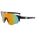 Sport sunglasses with orange-green gradient lens and black hollowed frame for cycling - Black Frame Red Mirror