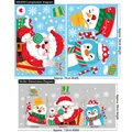 Detailed size guide for Christmas window stickers featuring Santa, snowman and penguin - AMJ049 Waving Santa Claus