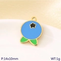 Blue berry fruit pendant in gold plating and enamel for DIY jewelry making 14x10mm - Blue Round Leaf Style (KLJ10757-ZLA)