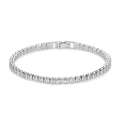 Detailed close-up of a silver tennis bracelet featuring AAA rectangular zircon stones - Square 3*3mm / Silver