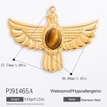 Eagle pendant in 18k gold finish stainless steel with tiger eye stone inlay - Eagle Tiger Eye Pendant (PJ91465A)