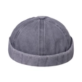 Vintage dark grey washed cotton docker hat in minimalist six-panel retro skull cap design - Gray