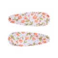 Barrettes à cheveux en coton pour filles avec imprimé floral orange sur fond blanc - Pince Goutte à Bord Festonné (Lot de 2) / Fleuri Orange-Pastoral