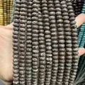 Deep brown natural stone abacus beads with grey patterns for DIY jewelry making - 5*8mm (Per Strand) / Snowflake Obsidian