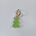 Cute green gummy bear earring with gold plated huggie hoop and sparkling zircon stones - Candy Green