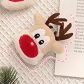 Cute plush reindeer Christmas brooch featuring brown antlers and soft beige fabric texture - Christmas Fawn - No Brooch (Patch)