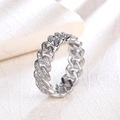 8mm hip hop cuban chain ring with iced out zircons in silver finish for men - US 6 / Silver