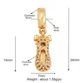 Gold-plated ballet pointe shoe pendant with micro-pave crystals and dimensions - Gold Ballet Shoe