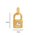 DIY gold lock pendant necklace for women with crystal inlay and 9mm by 6mm dimensions - White Zirconia Lock