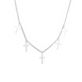 Silver stainless steel necklace with five polished cross pendants in minimalist style - Silver