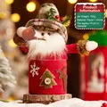 Santa Claus themed Christmas apple gift box with red velvet and decorative snowflake details - Green Base Santa (Candy Box-S227-A)