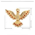 Detailed size specifications of a gold-toned eagle pendant with red and white rhinestones - YE591-3-Red & White Zircon Bird