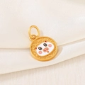 Golden zodiac pig pendant with enamel finish on white silk background for jewelry DIY - D1465 (Pig - Enamel)