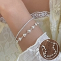 Set aus silberner Herz-Perlen-Armband und funkelndem Tennis-Armband für Damen - Full Diamond Herz Set