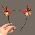 Festive reindeer antler headband with brown felt antlers and red plush pom poms - 43# Christmas Headband - 19#