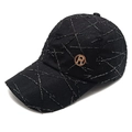 Schwarze Baseballkappe mit Silberstickerei und goldenem Metall-R-Logo für Damen - M (56-58cm) / Schwarz