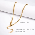 Golden 3mm rope chain necklace in stainless steel with lobster clasp and extension - 3.0mm Rope Chain-Gold