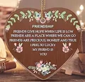 Heart-shaped wooden plaque ornament with floral patterns and friendship poem design - H (7.5*7.5) Dark Wood Faux Friendship - Heart