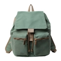Mochila de lona de verano minimalista en verde frijol con bolsillos delanteros - Verde