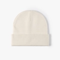 Unisex cream white knit beanie hat with double layer thick cuff in minimalist style - One Size / Off-White (23B090)