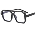 Modern black oversized geometric sunglasses with silver double dot rivet details - C9 Black Frame (Clear Lens)