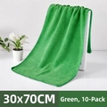 Lot de 10 chiffons en microfibre verts 30x70cm pour nettoyage domestique polyvalent - Vert 30x70CM Épaissi (10 Pièces)