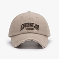 Khaki cotton baseball cap featuring Angeles 1994 embroidery and distressed brim details - Adjustable / Khaki