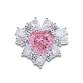 Elegant s925 silver ring featuring a large pink heart-shaped gemstone with pave accents - Heart Halo Pink Zirconia (FDJZ-090)