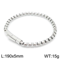 Bracciale a catena box in acciaio inossidabile argento da uomo, stile hip-hop, 190x5mm - Acciaio Lucido 19cm*5mm