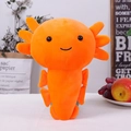 Soft orange axolotl plush toy with cute cartoon design and fuzzy fabric texture - Orange