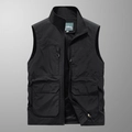 Black outdoor utility fishing vest with multiple pockets and breathable mesh lining - M / Black