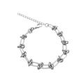 Silver knotted thorn link bracelet with adjustable chain and lobster clasp on white background - Bracelet / Silver