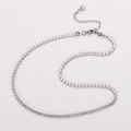 Elegante collar tenis plateado con piedras redondas claras y cadena ajustable - 3mm Ancho 40+5cm Largo / Color Acero