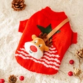 Pull de Noël rouge en tricot avec renne 3D pour petits chiens et chats - Pull de Renne Rouge