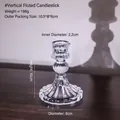 Elegant ribbed glass candlestick holder with clear spherical middle accent for home decor - Ribbed Single Ball / Candle Holders