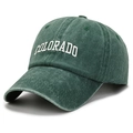 Vintage washed green cotton baseball cap with white Colorado embroidery detail - Adjustable / Grass Green