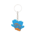 Gros plan de porte-clés gants de foot en PVC bleu et orange pour cadeaux de fête - Glove Shape (Style 3)