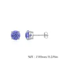 Pendientes de plata S925 con piedras violetas de 7mm con un acabado de color tanzanita - Plata de Ley S925 (7MM)
