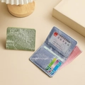 Slim bi-fold card holder wallet in green and blue fabric texture with ID window - Green Card Pack