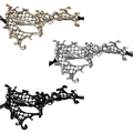 Lace masquerade masks in gold, silver, and black set for elegant party costumes - One-eyed 3pcs Set