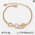 Pulsera de eslabones de corazón en oro rosa con circonitas blancas y cadena ajustable - Pulsera Chapada en Oro Rosa