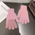 Detailansicht der rosa Strickhandschuhe mit elastischen Rippbündchen für Damen - Einheitsgröße / Rosa