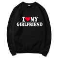 Black crewneck sweatshirt with red heart I Love My Girlfriend slogan print - Black (Pattern 3)