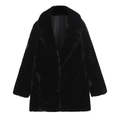 Chic black faux fur mid-length coat with a stylish large lapel for winter warmth - XS / Black