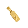 Golden rectangular sandblasted pendant with a polished letter Z in titanium steel - Z-Single Pendant